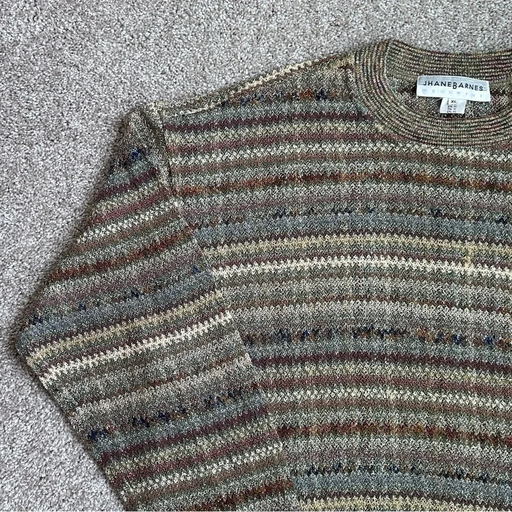 Jhane Barnes Men's Vintage XL Wool Blend Geometric Pullover Crewneck Sweater 90s - Picture 3 of 8